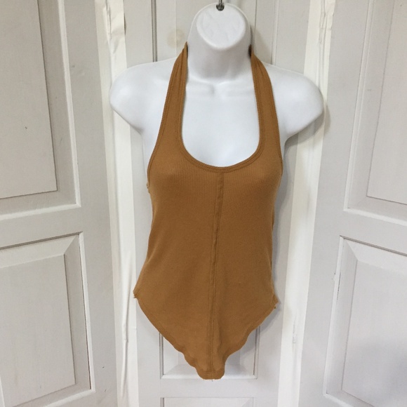 Anthropologie Tops - Anthropologie We the Free Tan Ribbed Halter Tank Top